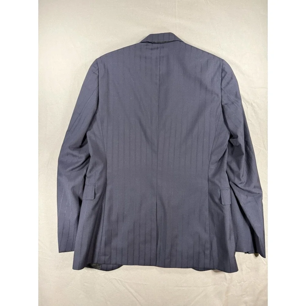 All Saints 36R Rawdon Slim Fit Pinstripes Super 100s Wool Peak Lapel Sports Coat